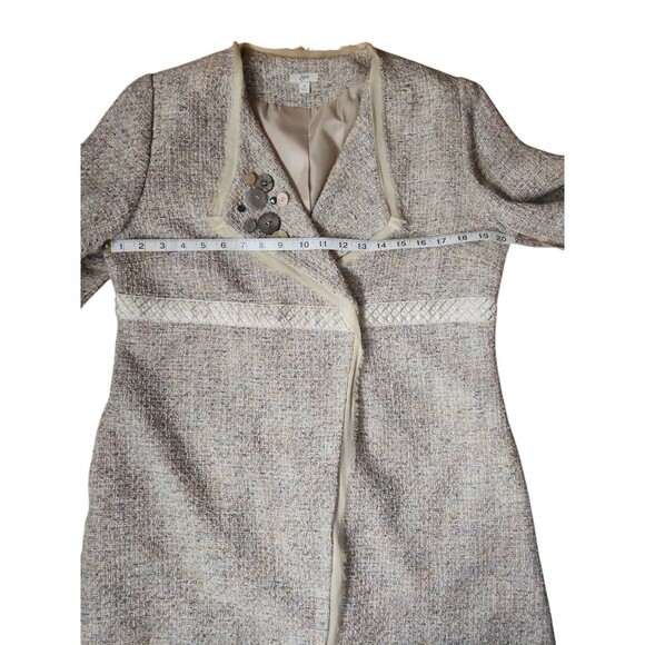 J. Jill Suit Jacket Womens Medium Tweed Beige Art To Wear Old Money Long - Picture 7 of 8